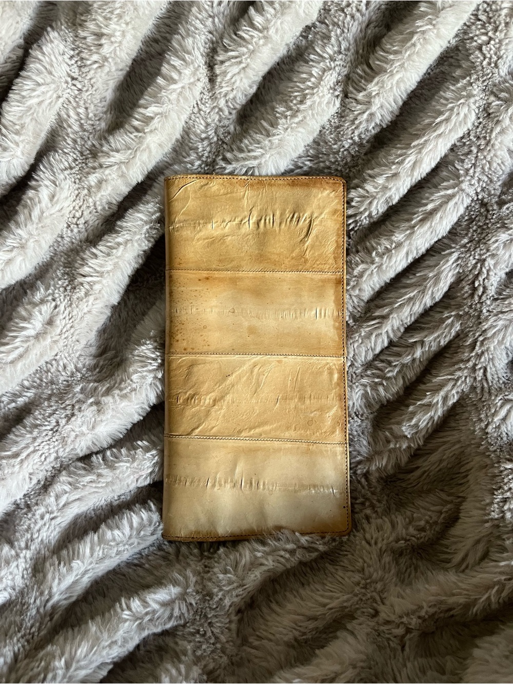 Vintage EEL Leather Long Wallet in Light Tan
